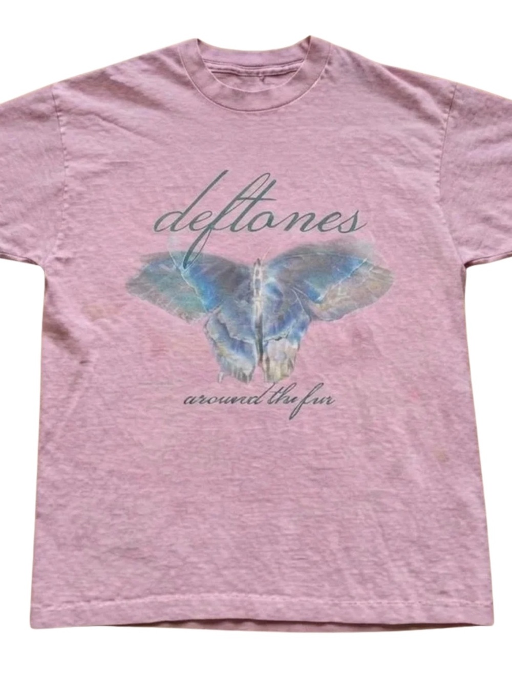Gildan Pink Deftones 'Around the Fur' Butterfly Tee